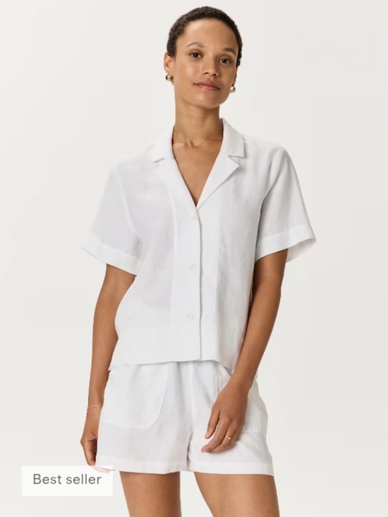 Quince Tops - Quince 100% European Luxury Linen Shirt Beach Lagenlook Boho Oversized Yacht